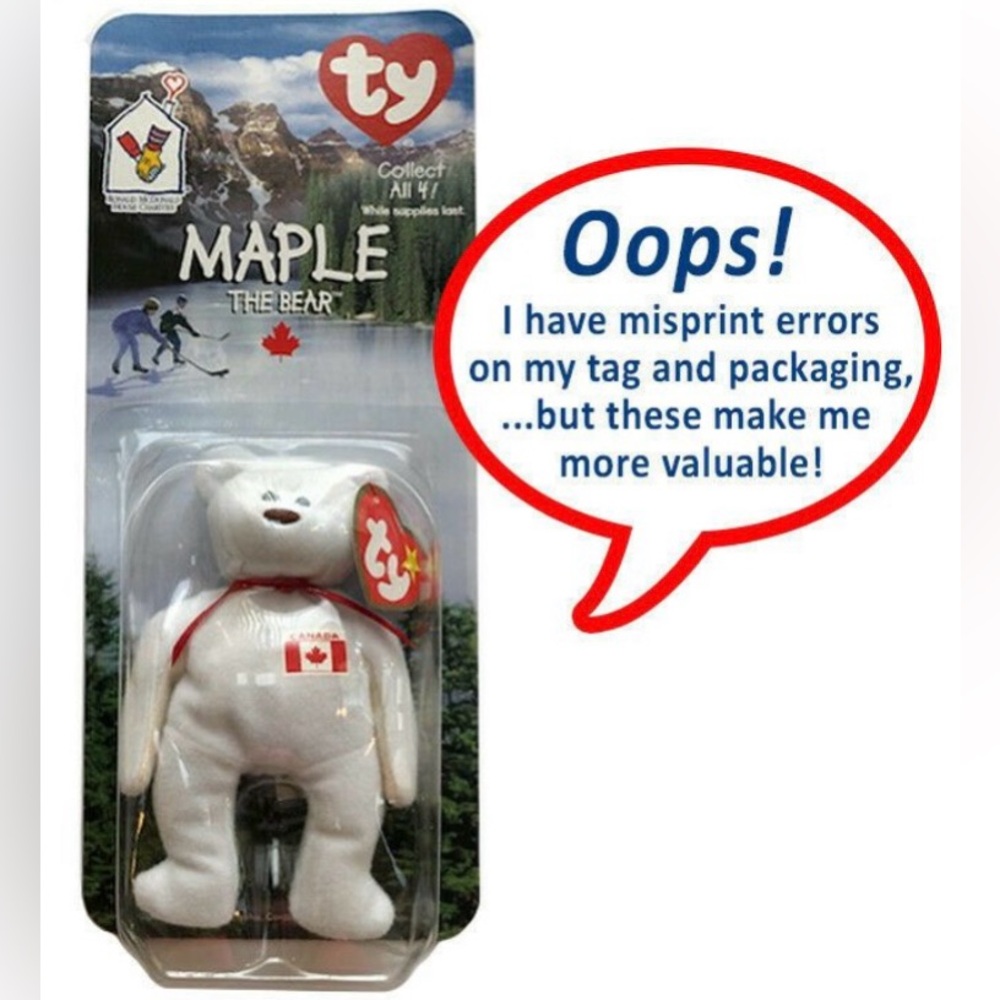 RARE collectable limited TY McDonald’s Maple Canada bear, new in box w/ errors